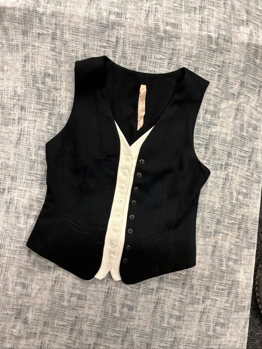 Bailey 44 Black Vest with Cream Front Trim